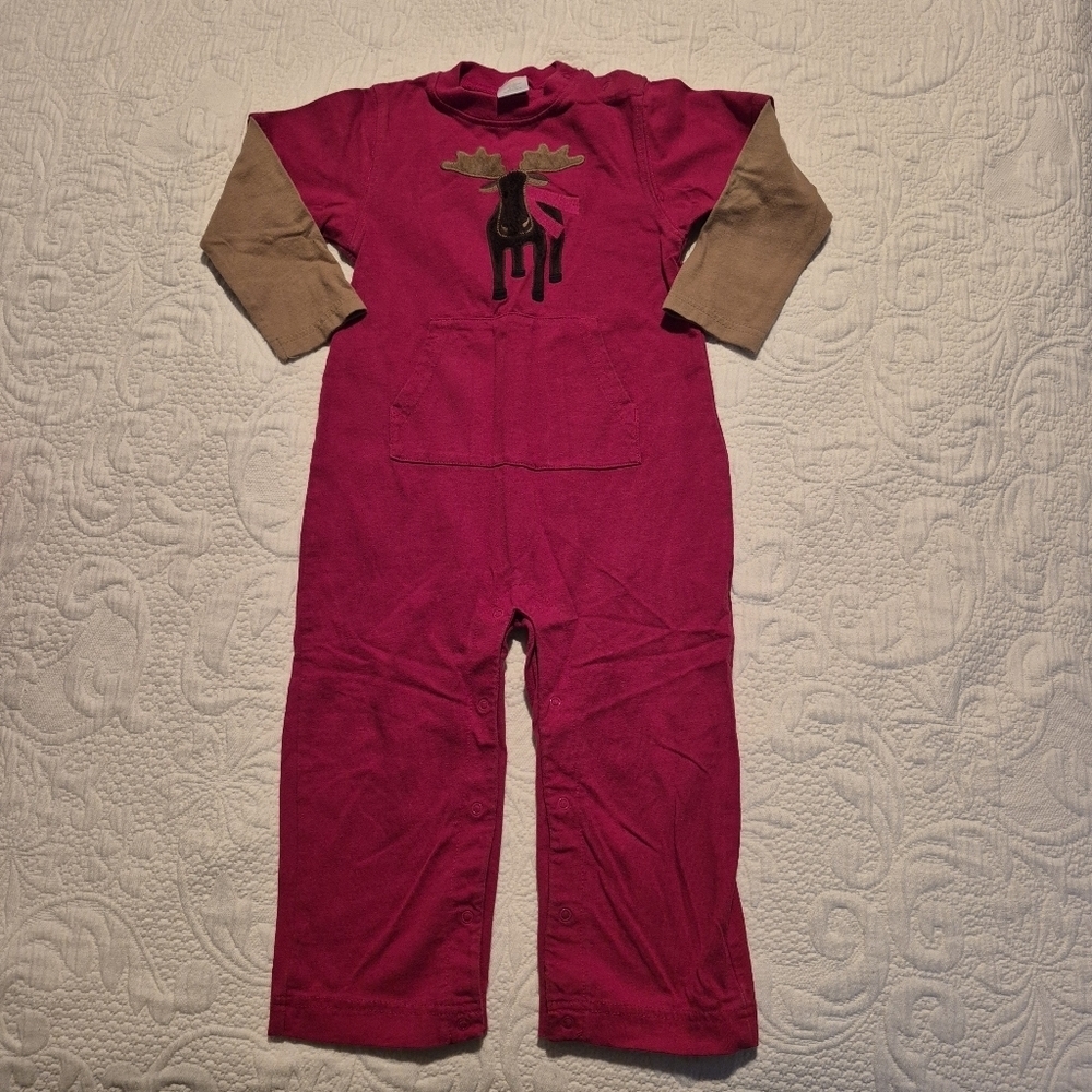 Gymboree boys size 2T Outlet Mountain Lodge red romper moose applique VGUC